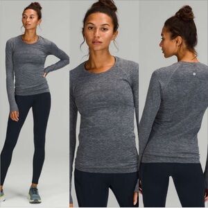 Lululemon Swiftly Tech Long Sleeve Shirt 2.0 - Navy Grey Stripes